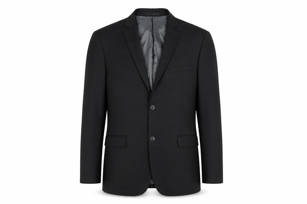 Front view of Topman Men's Black 40R Blazer Single-Breasted
