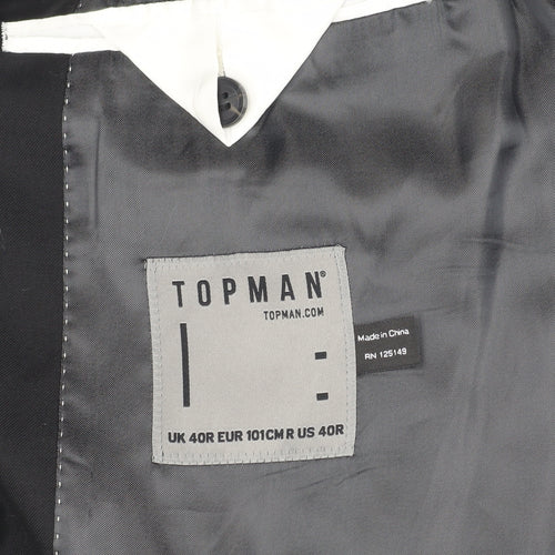 Topman Men's Black 40R Blazer Single-Breasted