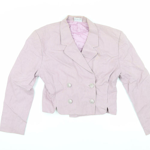 OuiSet Women's Pink Cropped Suit Jacket Blazer Size 8