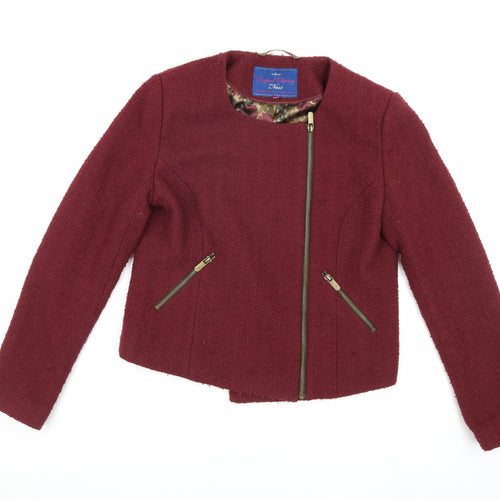 Ness Women’s Red Cropped Biker Jacket Size 10