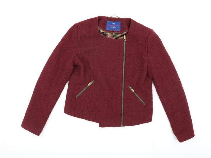 Ness Women’s Red Cropped Biker Jacket Size 10