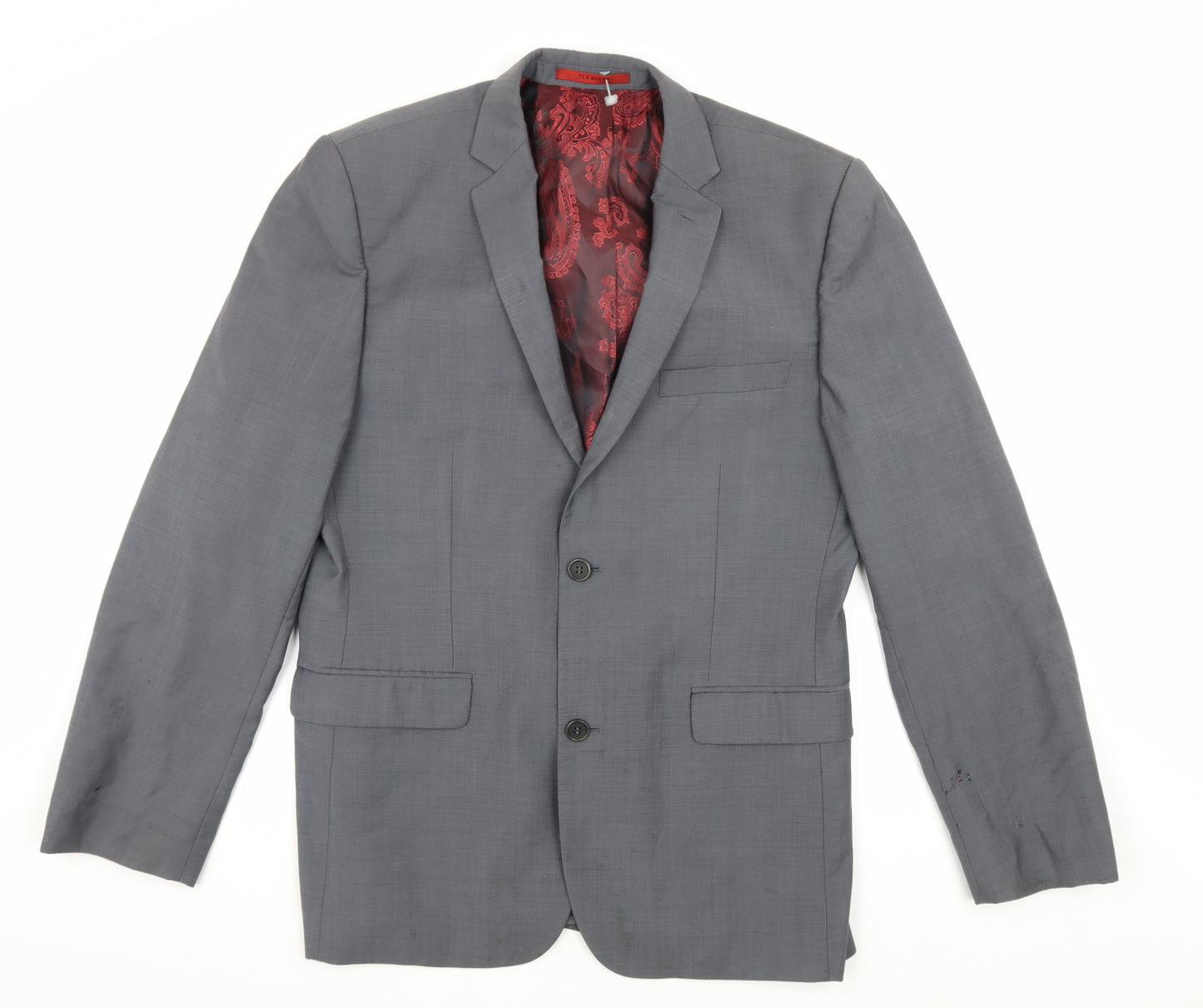 Ted Baker Men's Grey Wool Blazer 40R Business Formal