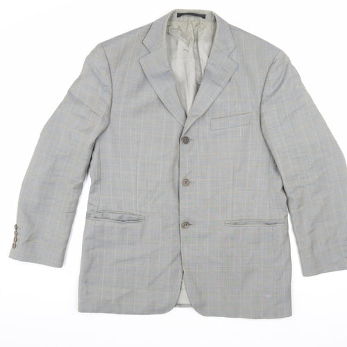 Marks and Spencer Men's Grey Check Blazer, 40 Short, Wool