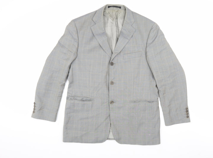 Marks and Spencer Men's Grey Check Blazer, 40 Short, Wool