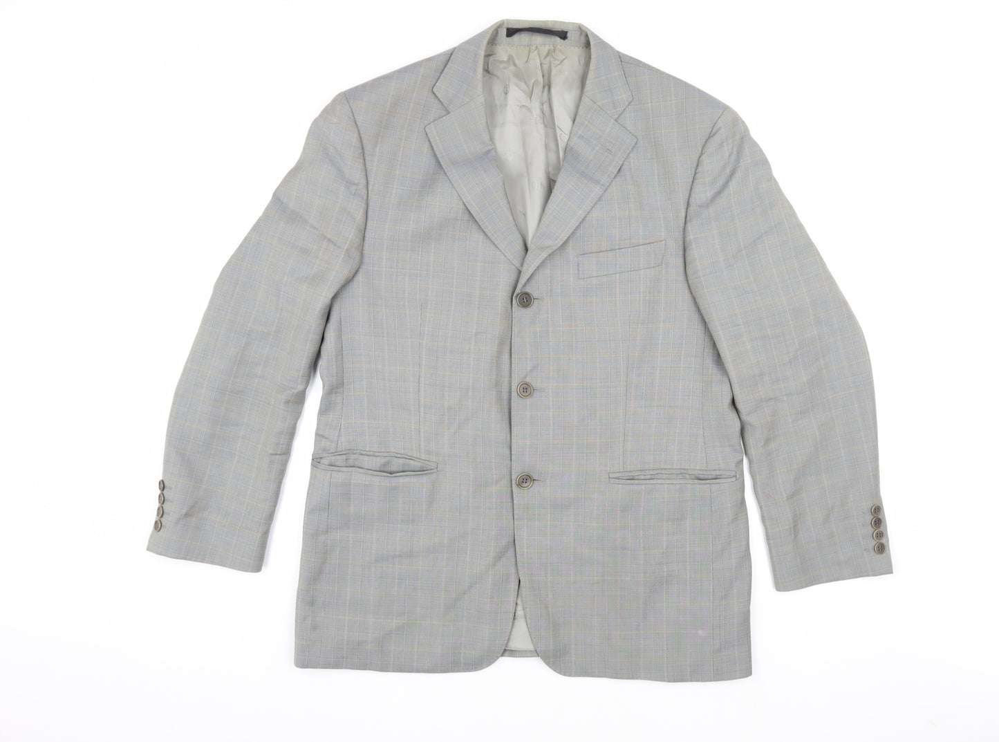 Marks and Spencer Men's Grey Check Blazer, 40 Short, Wool