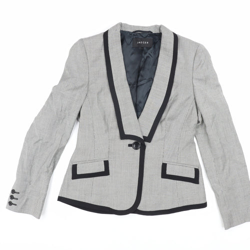 Jaeger Women’s Grey Blazer UK 10 Herringbone Lined