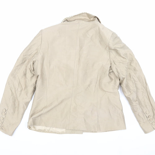 Presen Women's Beige Silk Suit Jacket Size 14