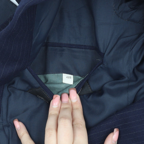 The Label Men's Blue Striped Wool Blazer 42S
