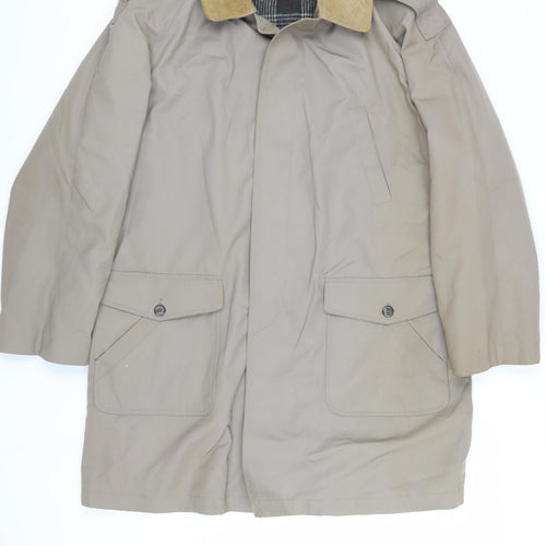 Canda Men's Beige 44in Check Lined Overcoat