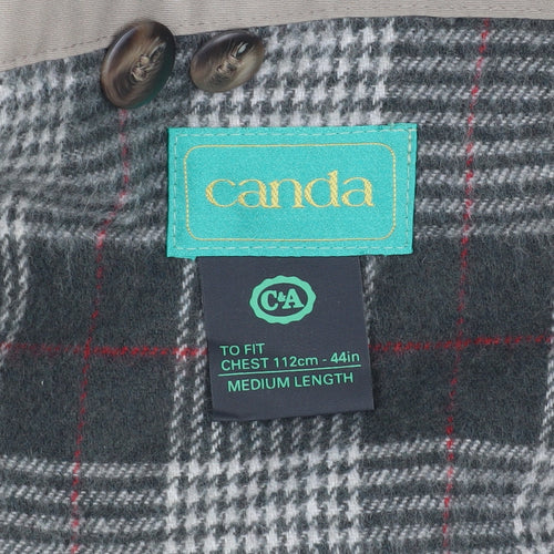 Canda Men's Beige 44in Check Lined Overcoat
