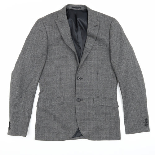 Next Men's Grey Checked Blazer 38L Long Sleeve Formal