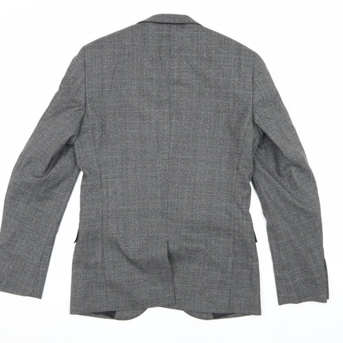 Next Men's Grey Checked Blazer 38L Long Sleeve Formal