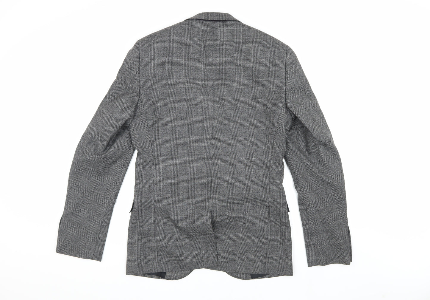 Next Men's Grey Checked Blazer 38L Long Sleeve Formal