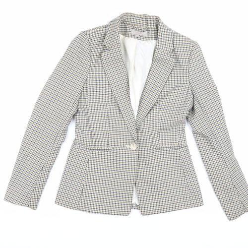 H&M Women's Multicoloured Size 8 Houndstooth Blazer