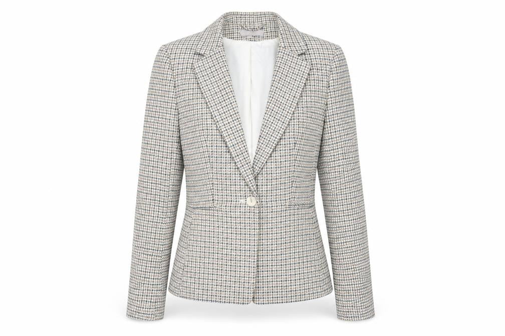 Front view of H&M Women's Multicoloured, size 8, Houndstooth Blazer