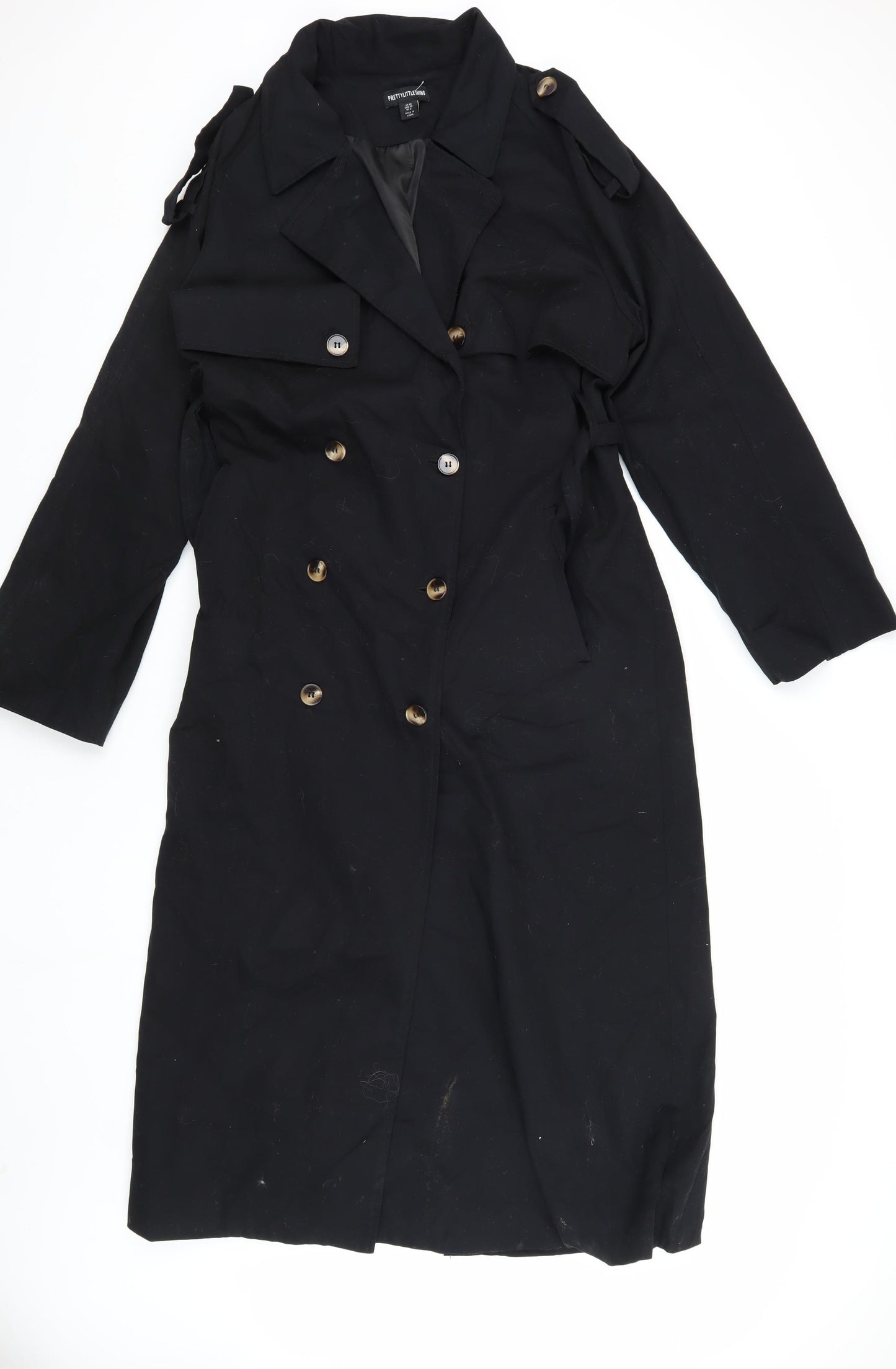 PrettyLittleThing Women's Black Trench Coat Size 10