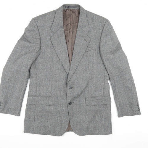 Label Men's Grey Blazer, Size 40, Regular Fit Wool Jacket