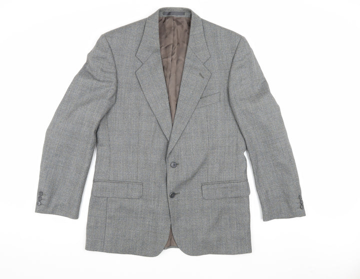 Label Men's Grey Blazer, Size 40, Regular Fit Wool Jacket