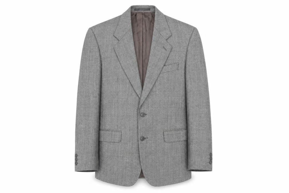 Front view of Label Men's Grey Blazer, size 40, Regular Fit Wool Jacket