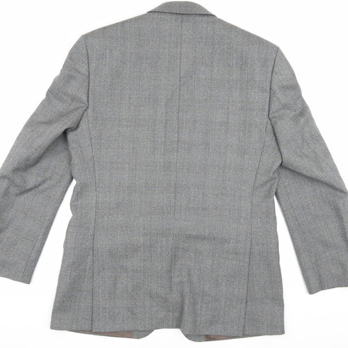 Label Men's Grey Blazer, Size 40, Regular Fit Wool Jacket
