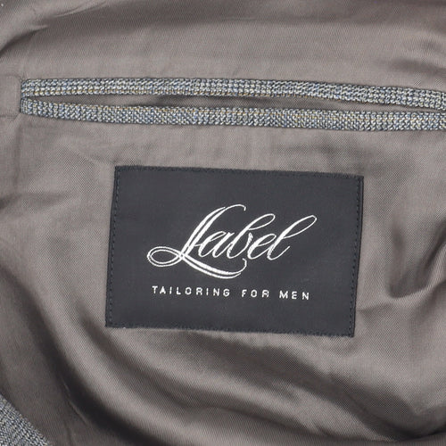 Label Men's Grey Blazer, Size 40, Regular Fit Wool Jacket