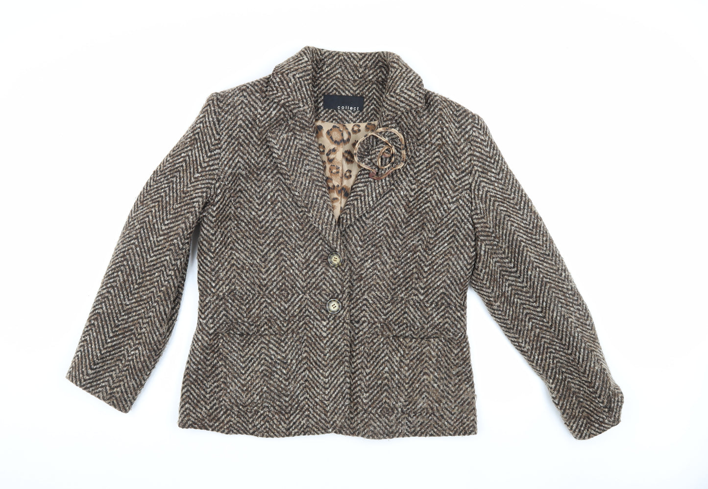 Collect Women's Brown Herringbone Blazer, Size 16