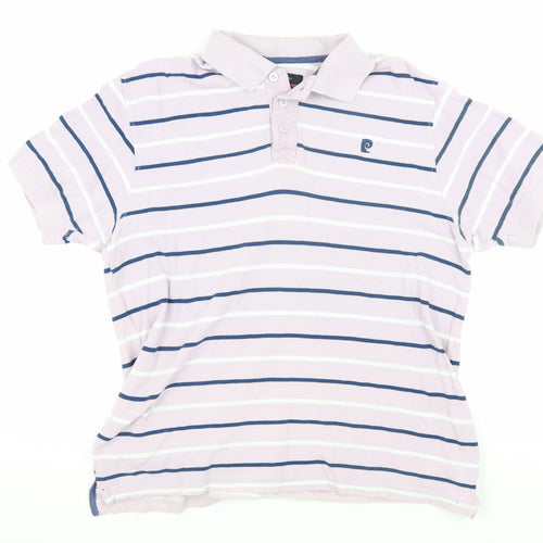 Pierre Cardin Men's White Striped Polo Shirt M
