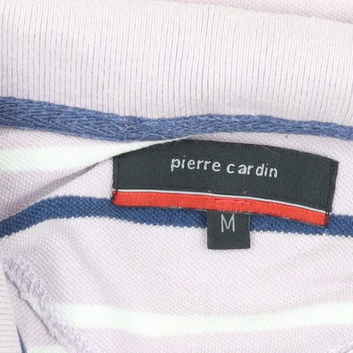 Pierre Cardin Men's White Striped Polo Shirt M