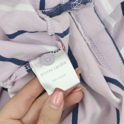 Pierre Cardin Men's White Striped Polo Shirt M