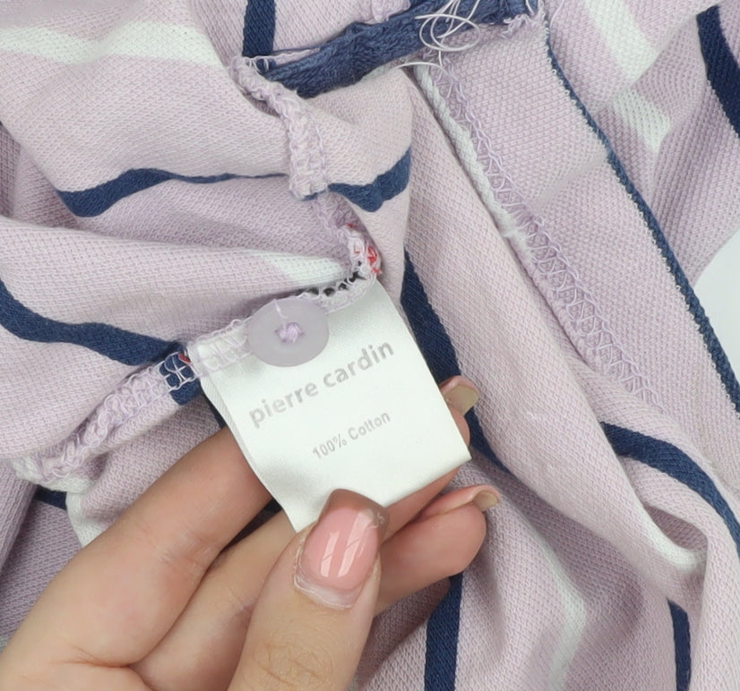 Pierre Cardin Men's White Striped Polo Shirt M