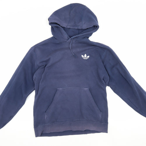 Adidas Men's Blue S Pullover Hoodie with Logo