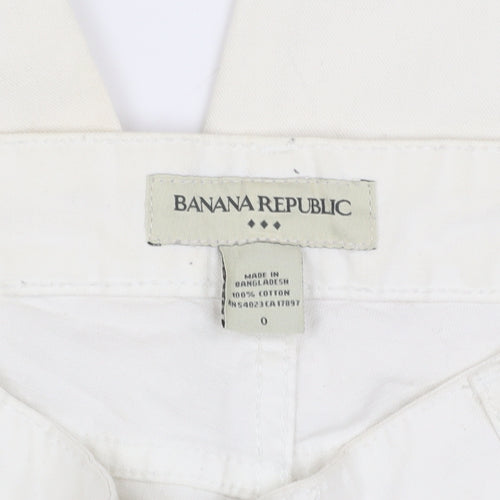 Banana Republic Women's White Chino Shorts 2XS Cotton