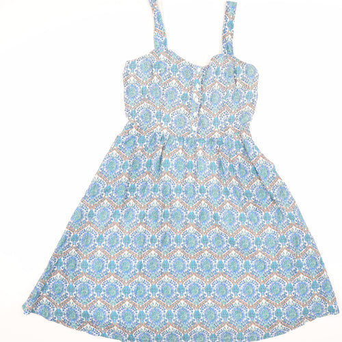 FatFace Women's Blue Floral A-Line Dress Size 10