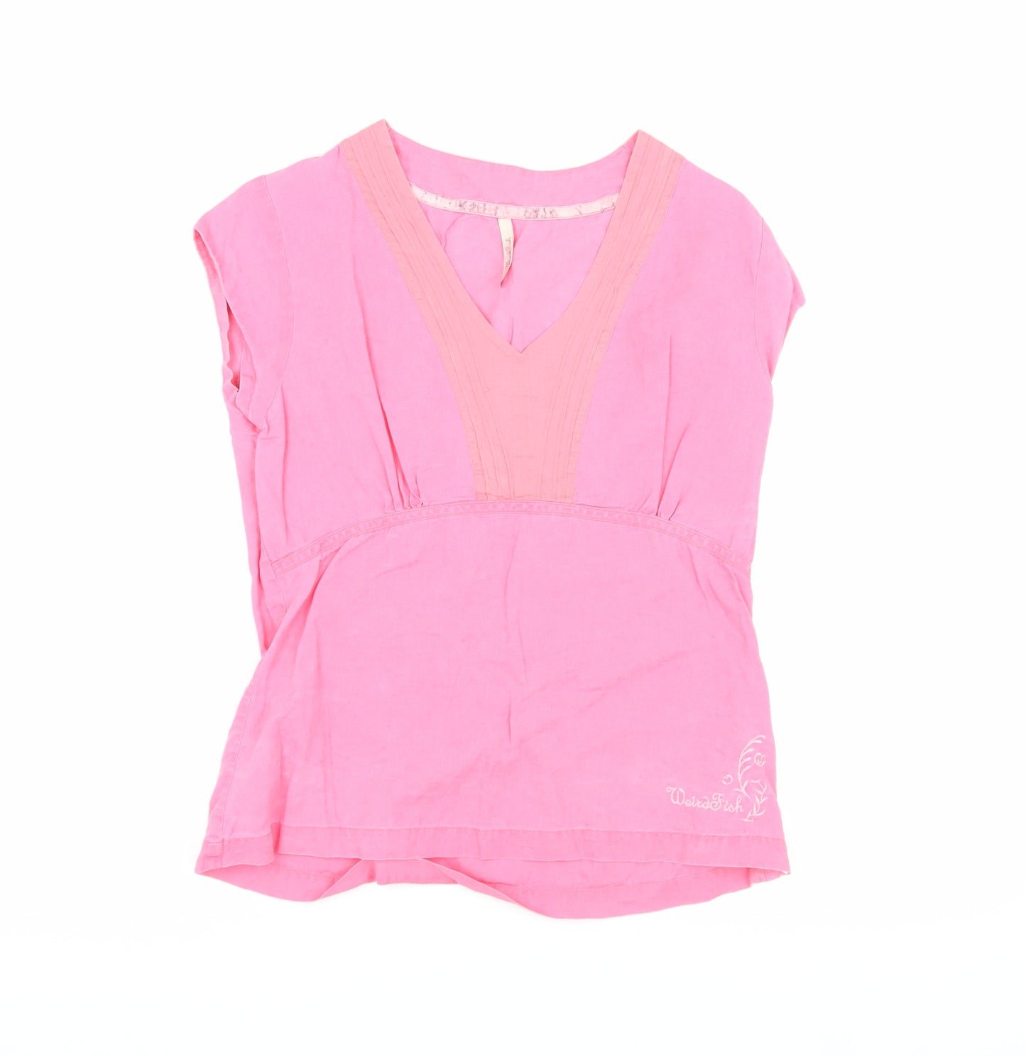 Weird Fish Women's Pink V-Neck Blouse M