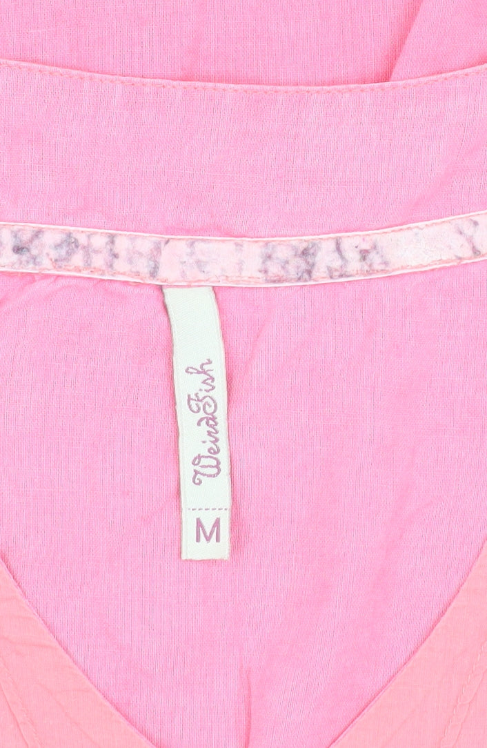 Weird Fish Women's Pink V-Neck Blouse M