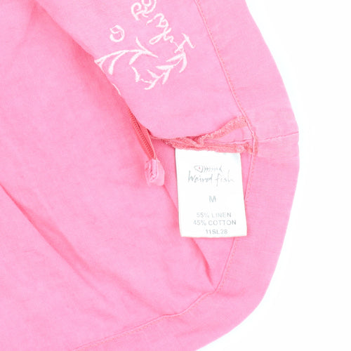 Weird Fish Women's Pink V-Neck Blouse M