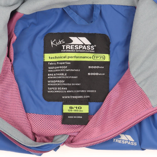 Trespass Girls Blue Waterproof Rain Coat 9 Years