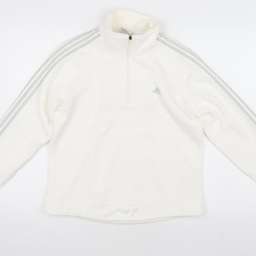 Adidas Women's White 1/4 Zip Sweatshirt, Size 14