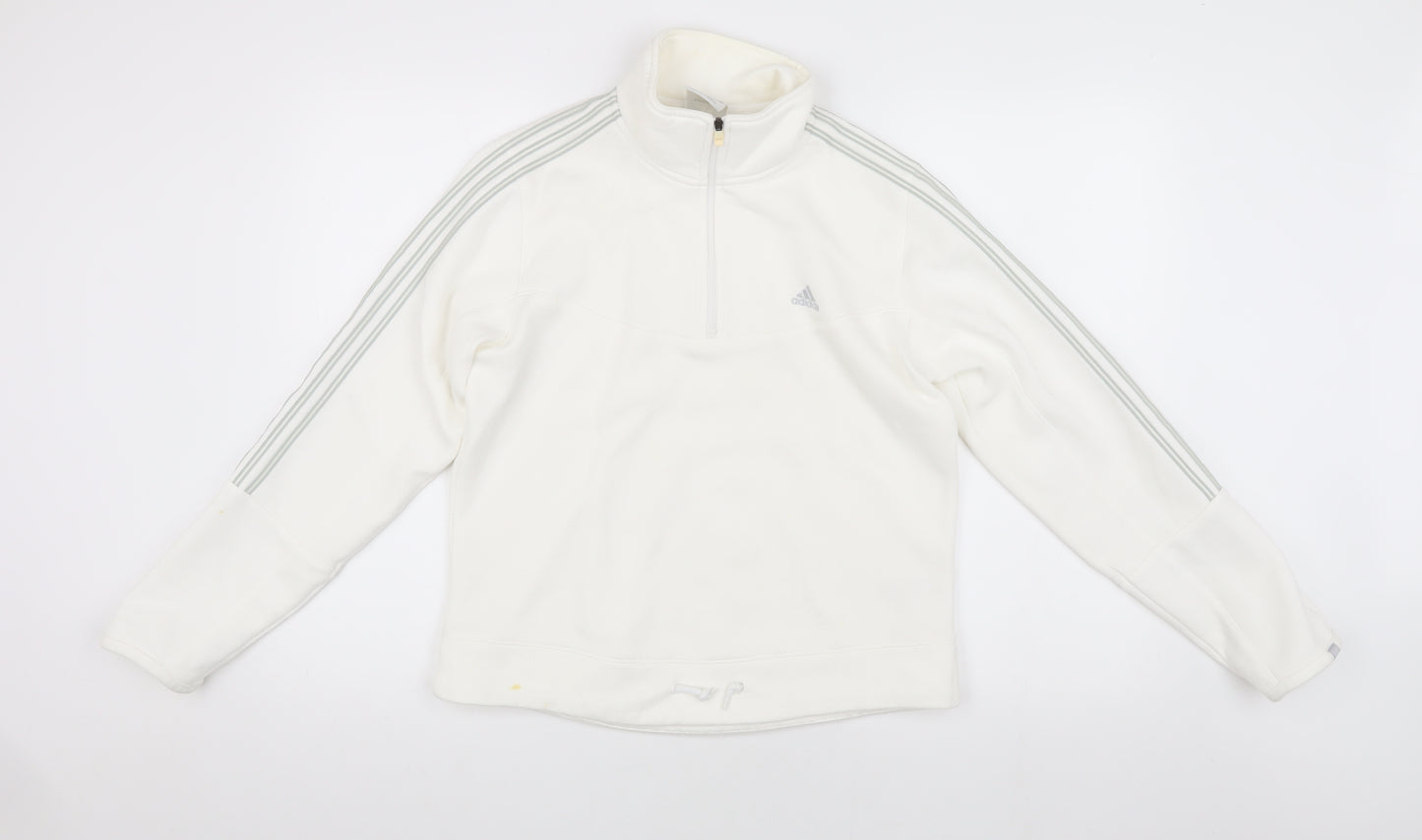 Adidas Women's White 1/4 Zip Sweatshirt, Size 14