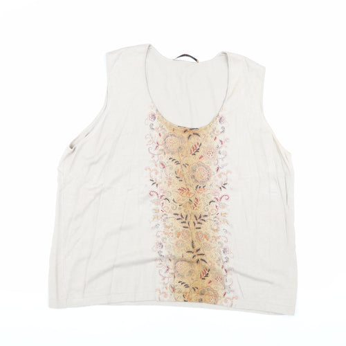 Windsmoor Women's Beige Plus Tank Top - Size L+, Embroidered