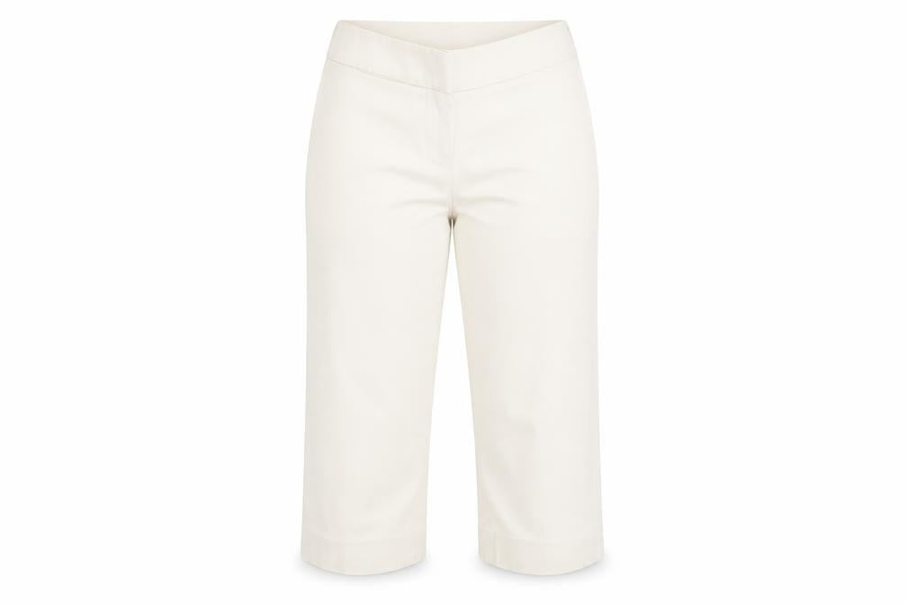 Front view of East Women's Beige Cropped Trousers, size 12