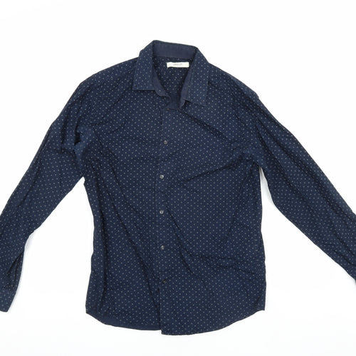 Jack & Jones Men's Blue Graphic Shirt, M, Button-Up