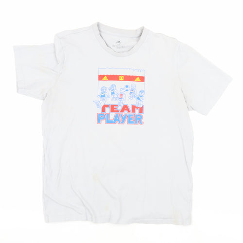 Adidas Men's White Graphic T-Shirt, Size M, Sporty Style