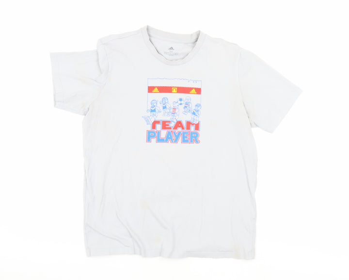 Adidas Men's White Graphic T-Shirt, Size M, Sporty Style