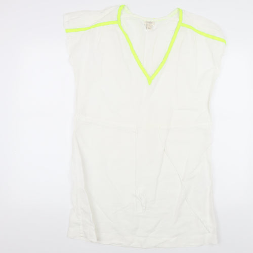 J.Crew Women's White Shift Dress, Size S, Linen Blend