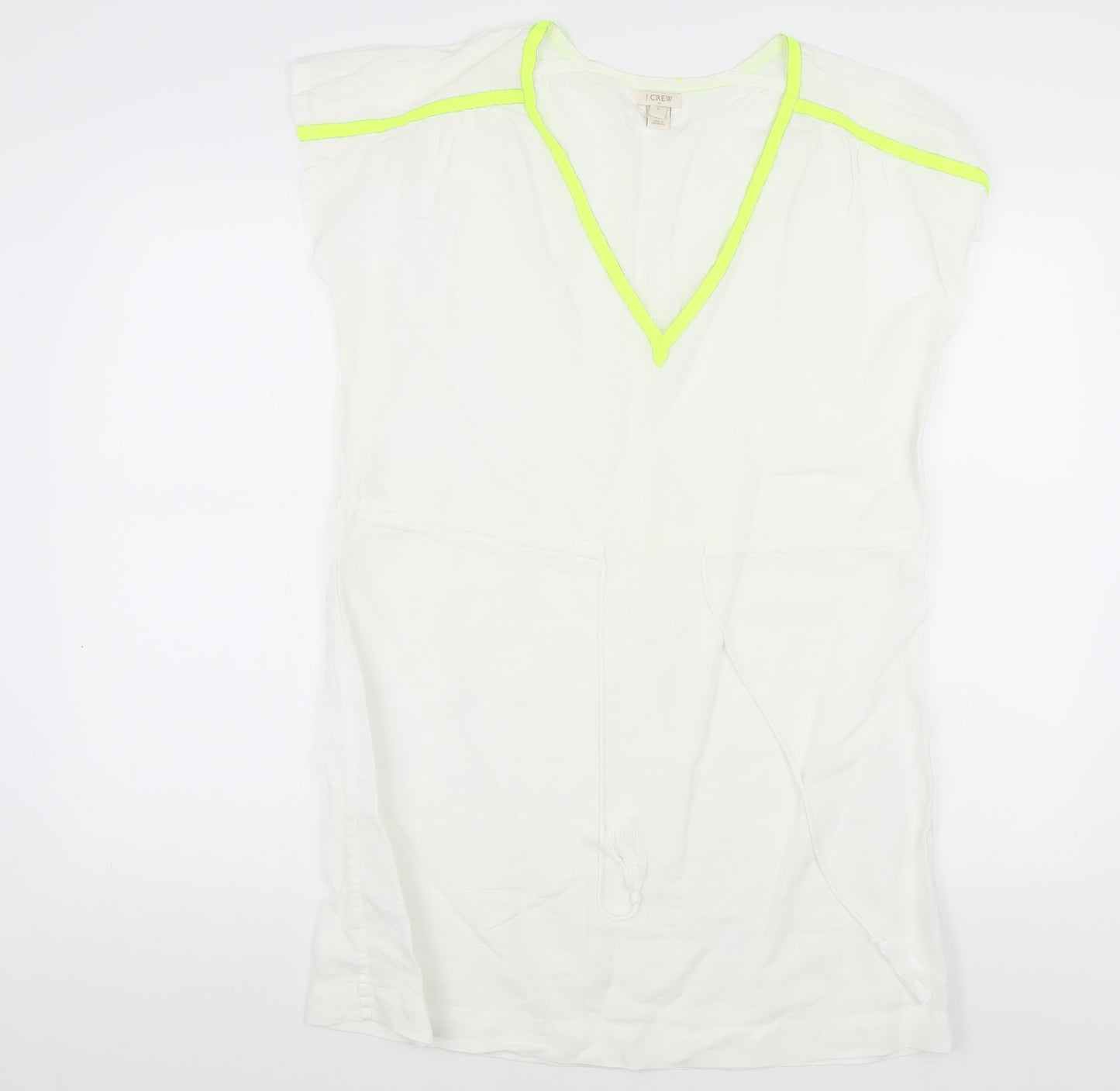 J.Crew Women's White Shift Dress, Size S, Linen Blend