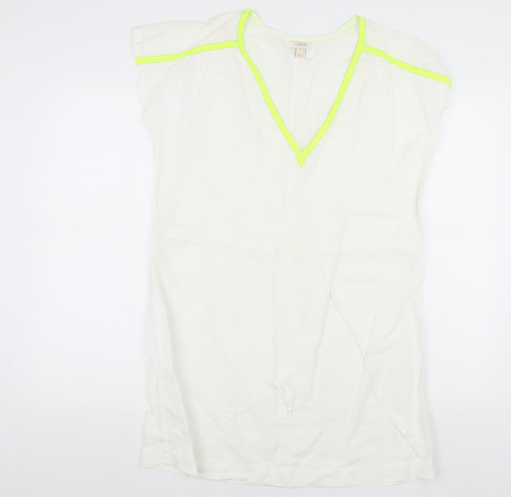 J.Crew Women's White Shift Dress, Size S, Linen Blend