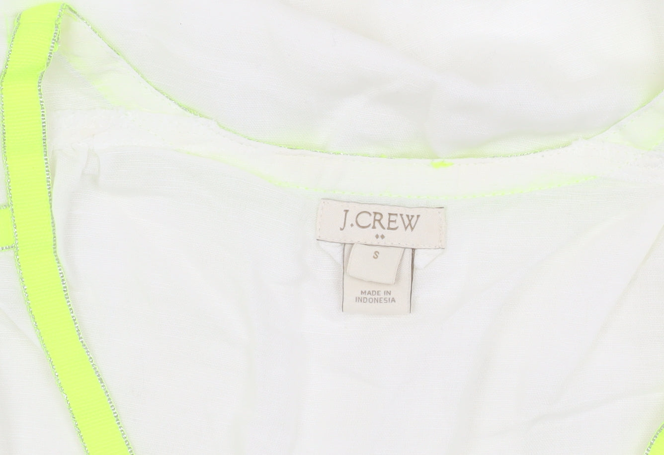 J.Crew Women's White Shift Dress, Size S, Linen Blend