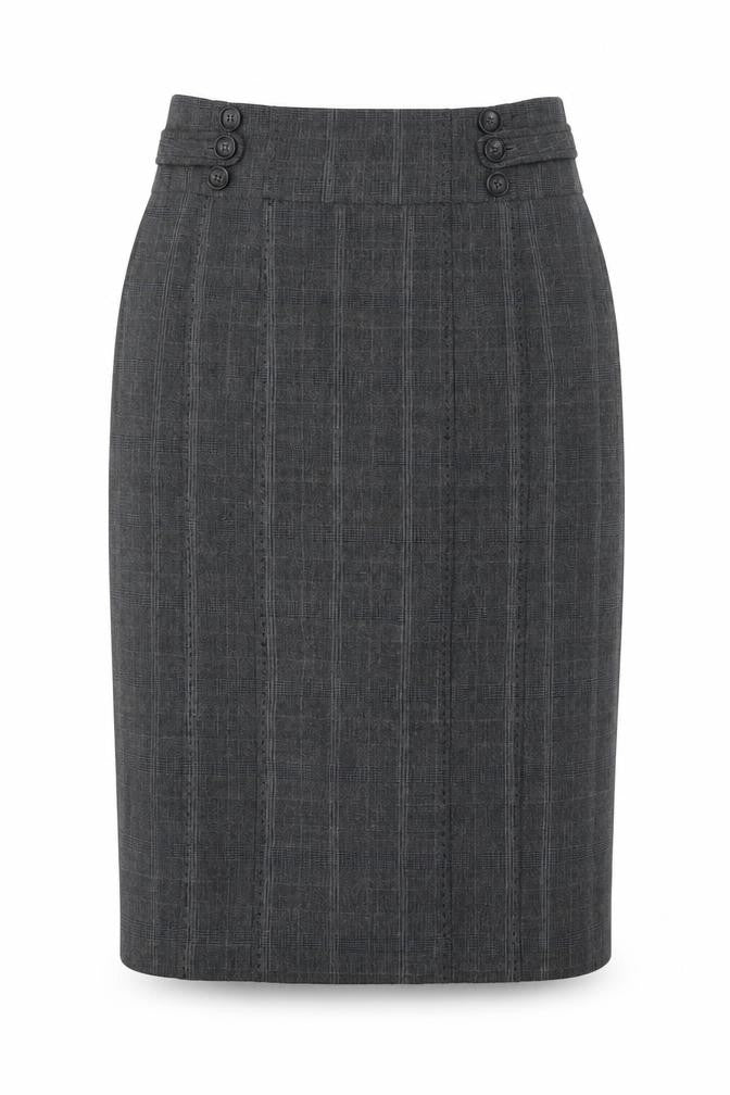 Front view of Next Women's Grey Check Pencil Skirt, size 10