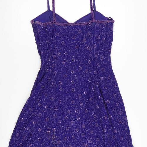 Monsoon Women's Purple Silk Slip Dress Size 12